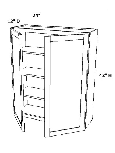 Unfinished Shaker Wall Cabinet W24″ x H42″