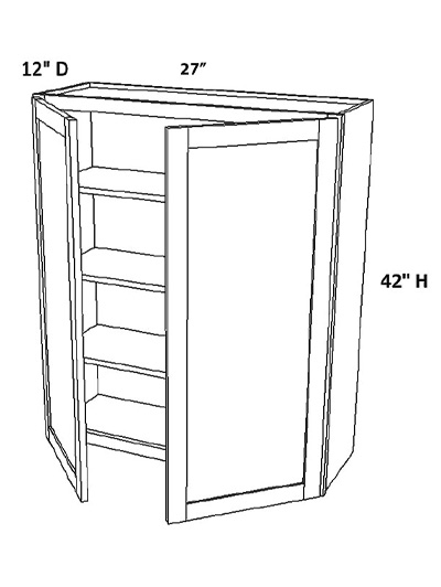 Unfinished Shaker Wall Cabinet W27″ x H42″