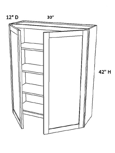 Unfinished Shaker Wall Cabinet W3042