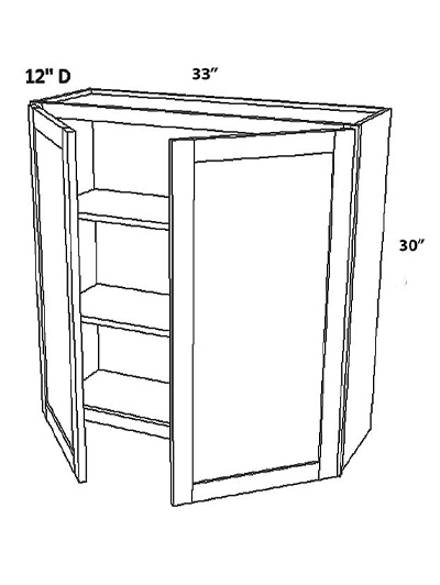 Unfinished Shaker Wall Cabinet W3330