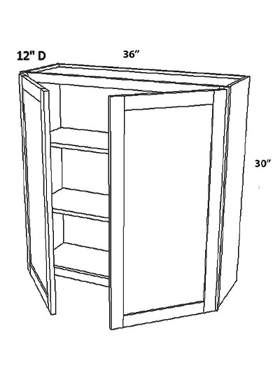 Unfinished Shaker Wall Cabinet W3630