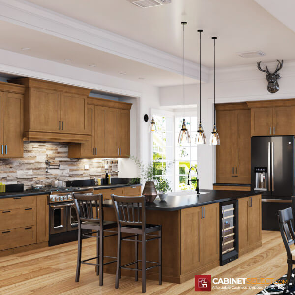 Natural Brown Shaker Kitchen Cabinet Line Category | CabinetSelect.com