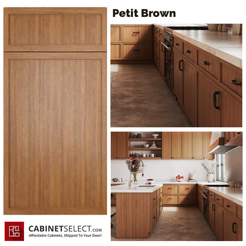 Petit Brown Skinny Shaker Cabinets | CabinetSelect.com