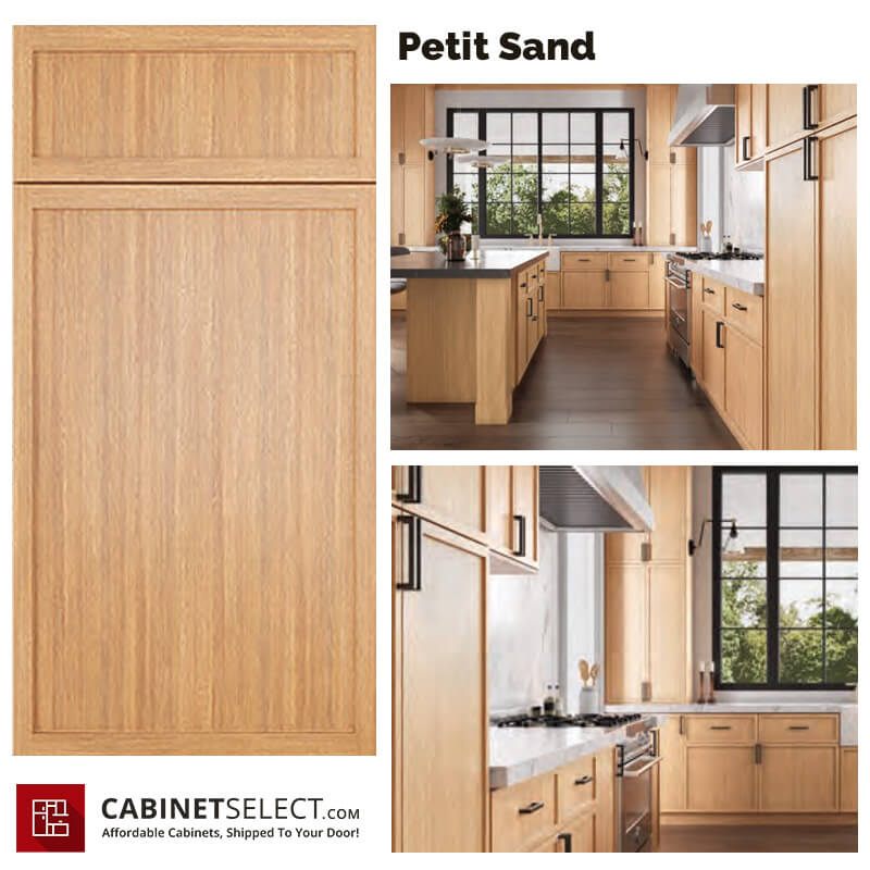Petit Sand Skinny Shaker Cabinets | CabinetSelect.com