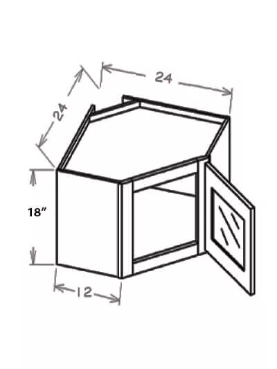 Shaker Grey Glass Door Diagonal Wall Stacker Cabinet Dcw2418gd