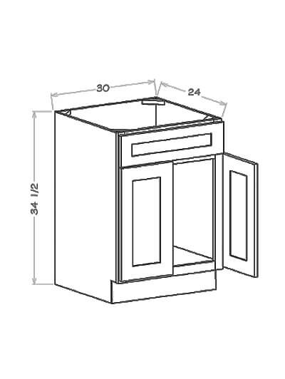 TWH-SB30S: Torrance White 30″ Single Drawer Front Sink Base Cabinet
