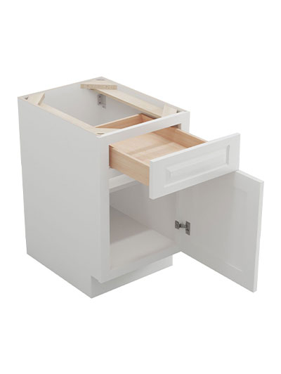 GW-B18: Gramercy White 18″ 1 Drawer 1 Door Base Cabinet