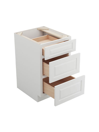 GW-DB21(3): Gramercy White 21″ 3 Drawer Base Cabinet