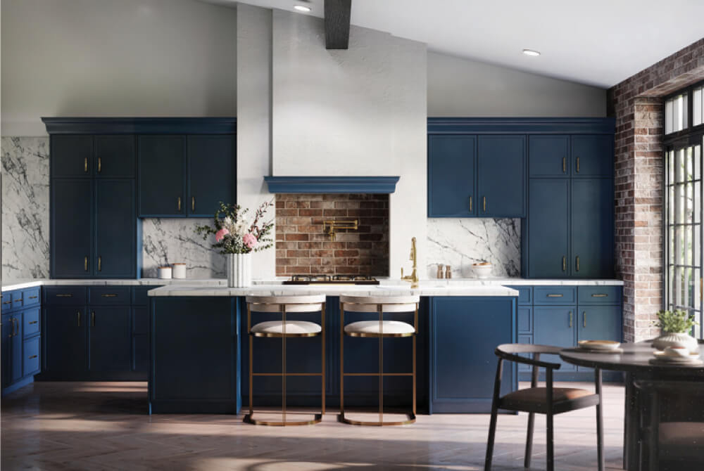 Petit Blue Shaker Kitchen Cabinet Line | Kitchen Design Inspiration | Cabinetselect.com