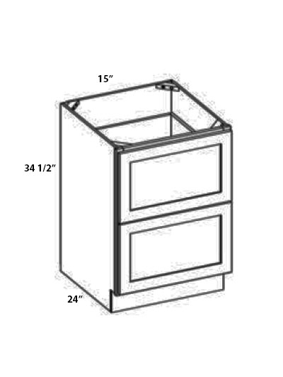 PR-2DB15: Petit Brown Shaker 15″ 2 Drawer Base Cabinet