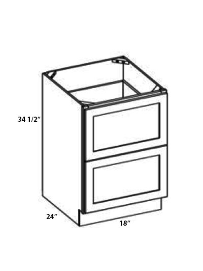 PR-2DB18: Petit Brown Shaker 18″ 2 Drawer Base Cabinet