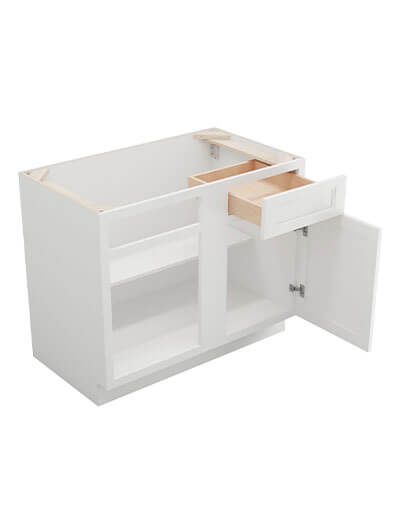 TW-BBLC42/45-39″W: Uptown White 42″ 1 Drawer 1 Door Blind Corner Base Cabinet