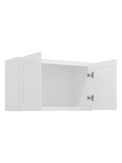 TW-W3018B: Uptown White 30″ Double Door Bridge Wall Cabinet