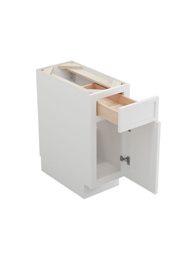 PW-B09: Petit White Shaker 9″ 1 Drawer 1 Door Base Cabinet