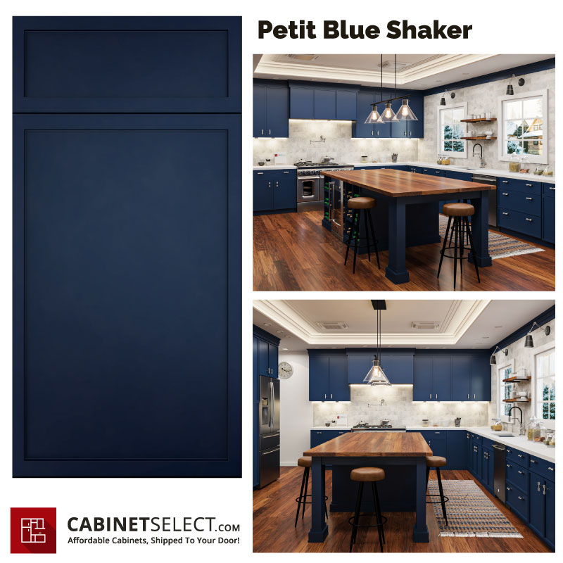 Kitchen Cabinet Line Petit Blue Shaker | CabinetSelect.com