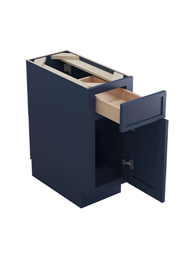 PD-B12: Petit Blue Shaker 12″ 1 Drawer 1 Door Base Cabinet