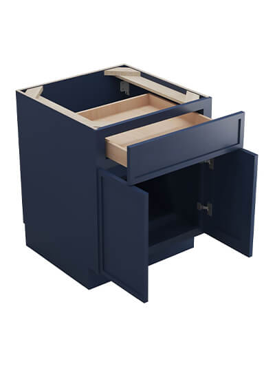 PD-B24B: Petit Blue Shaker 24″ 1 Drawer 2 Door Base Cabinet
