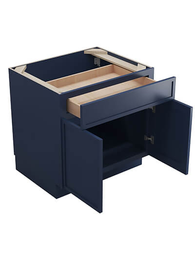 PD-B30B: Petit Blue Shaker 30″ 1 Drawer 2 Door Base Cabinet