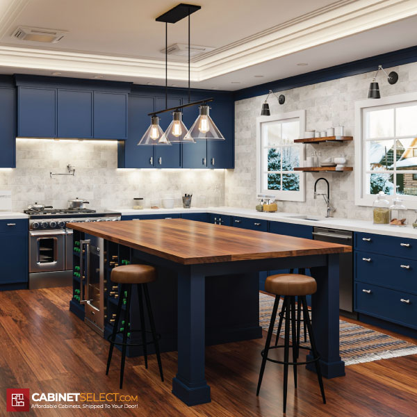 Petit Blue Shaker Kitchen Cabinet Category Line | CabinetSelect.com