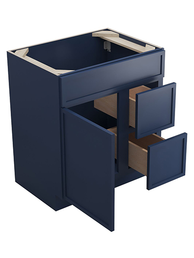 PD-S3021DR-34-1/2″: Petit Blue Shaker 30″ Right drawers (2) Vanity
