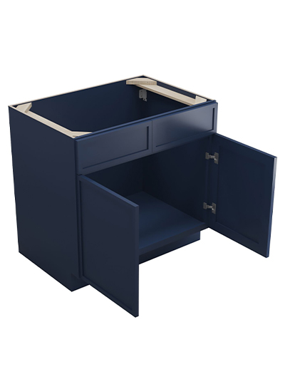 PD-SB36B: Petit Blue Shaker 36″ 2 Door Sink Base Cabinet