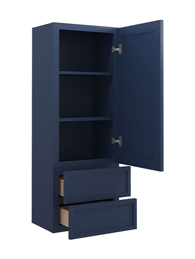 PD-W2D1848: Petit Blue Shaker 18″ 2 Drawer Wall Cabinet