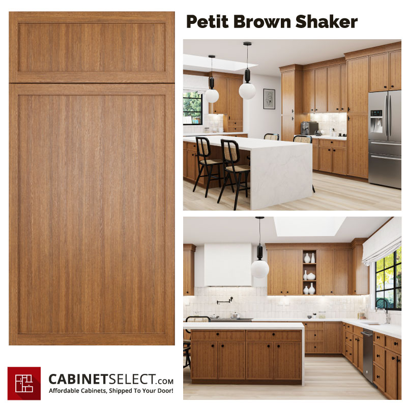Petit Brown Slim Shaker Kitchen Cabinet Line | CabinetSelect.com