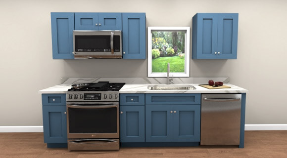 10ft Run Xterra Blue Shaker Kitchen Cabinet | CabinetSelect.com
