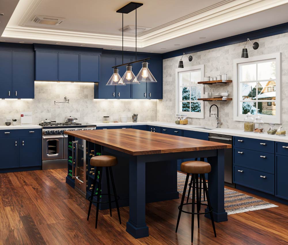 Petit Blue Shaker Cabinets | Kitchen Design Inspiration | Cabinetselect.com