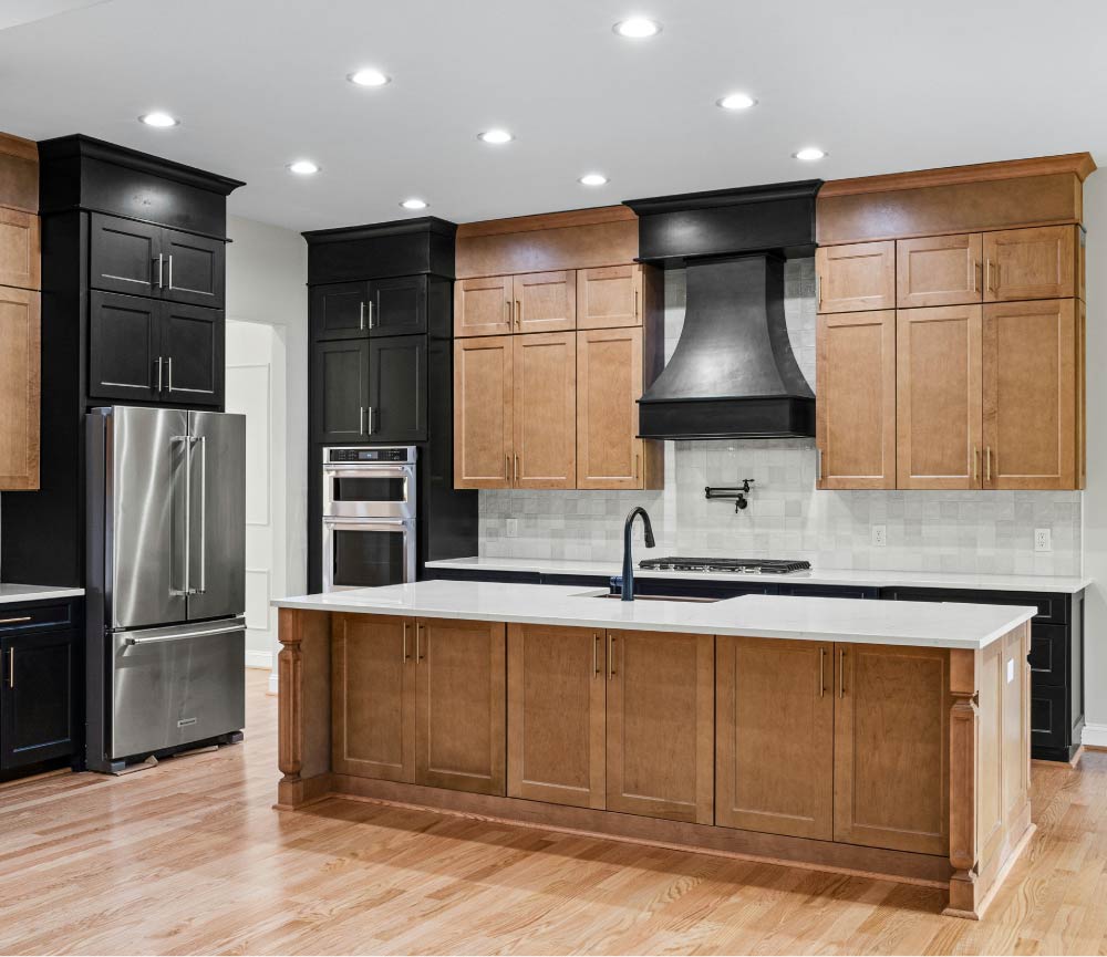 Two Toned Shaker Kitchen Cabinets Black Brown | Kitchen Design Inspiration | Cabinetselect.com