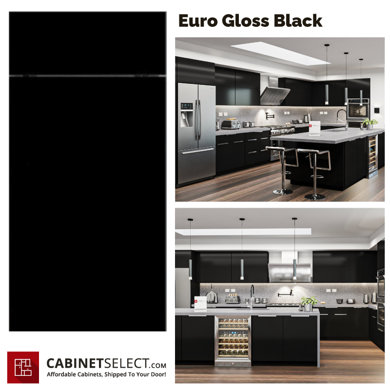Euro Gloss Black Kitchen Cabinet Line | CabinetSelect.com