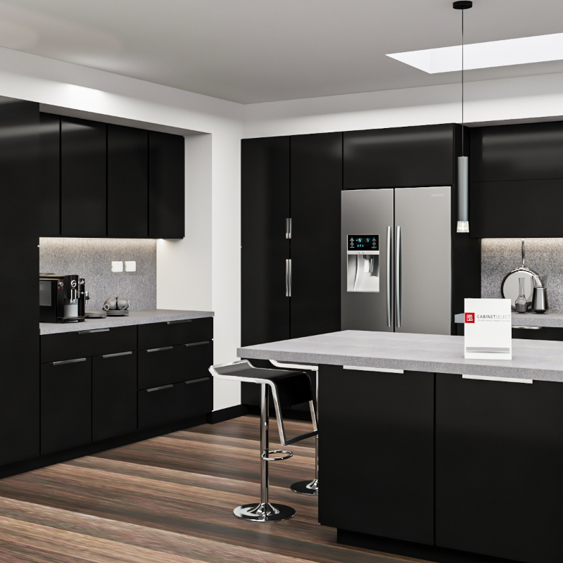 Euro Gloss Black Kitchen Cabinets | CabinetSelect.com