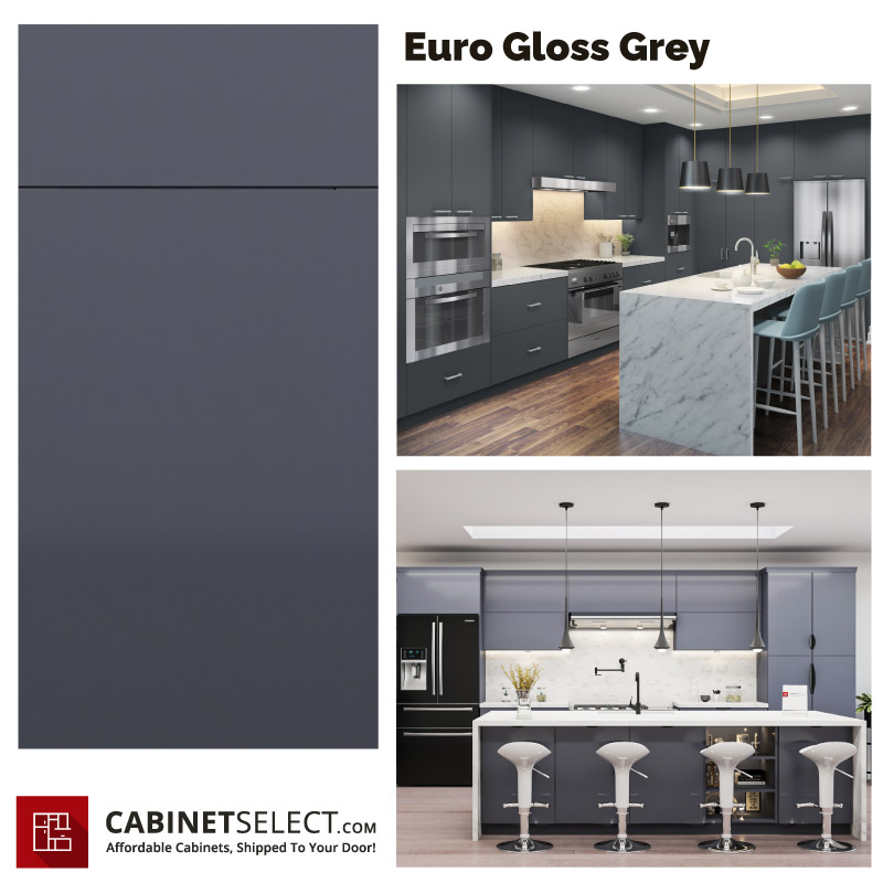 Gloss Grey Euro Kitchen Cabinet Line | CabinetSelect.com