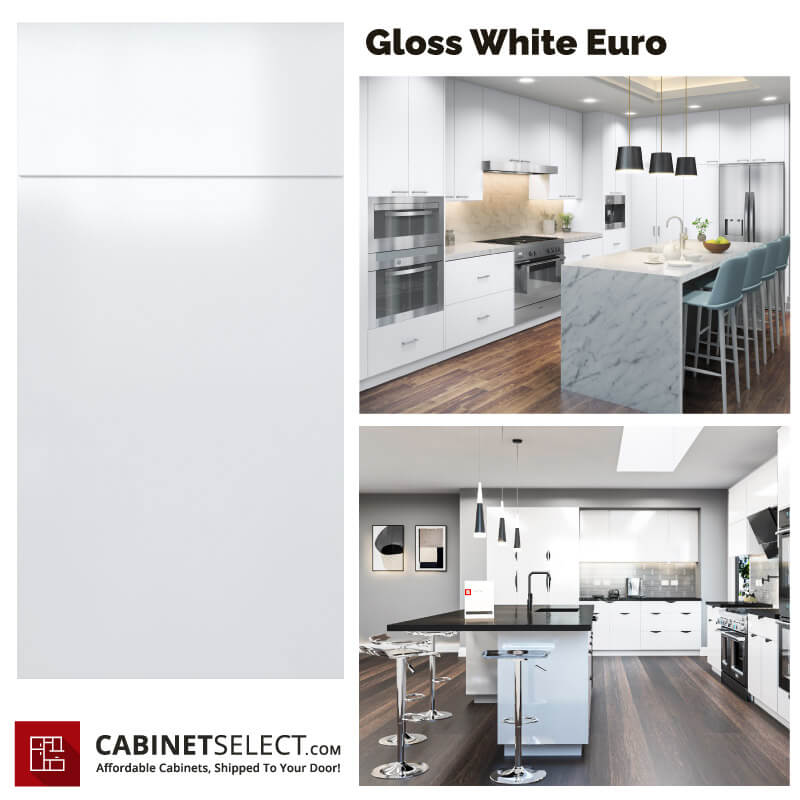 European White Gloss 10ft. Run Kitchen Cabinets