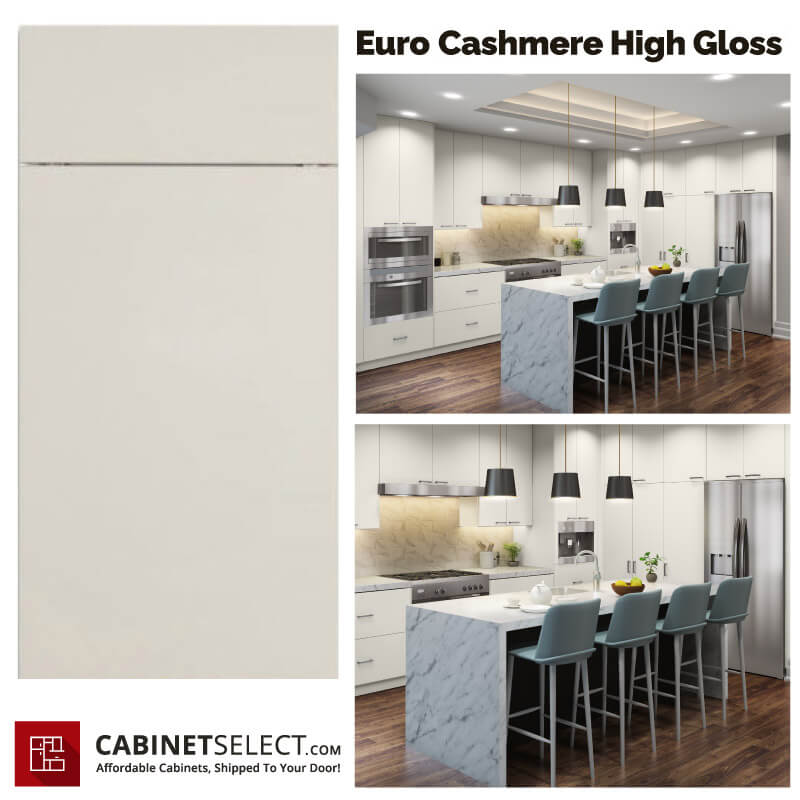 Euro Cashmere High Gloss Cabinets – 10ft Run