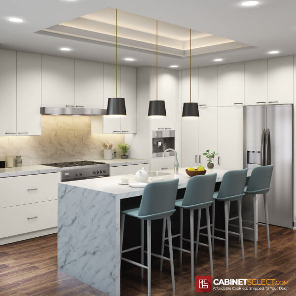 Euro High Gloss Cashmere Kitchen Cabinet Line Category | CabinetSelect.com