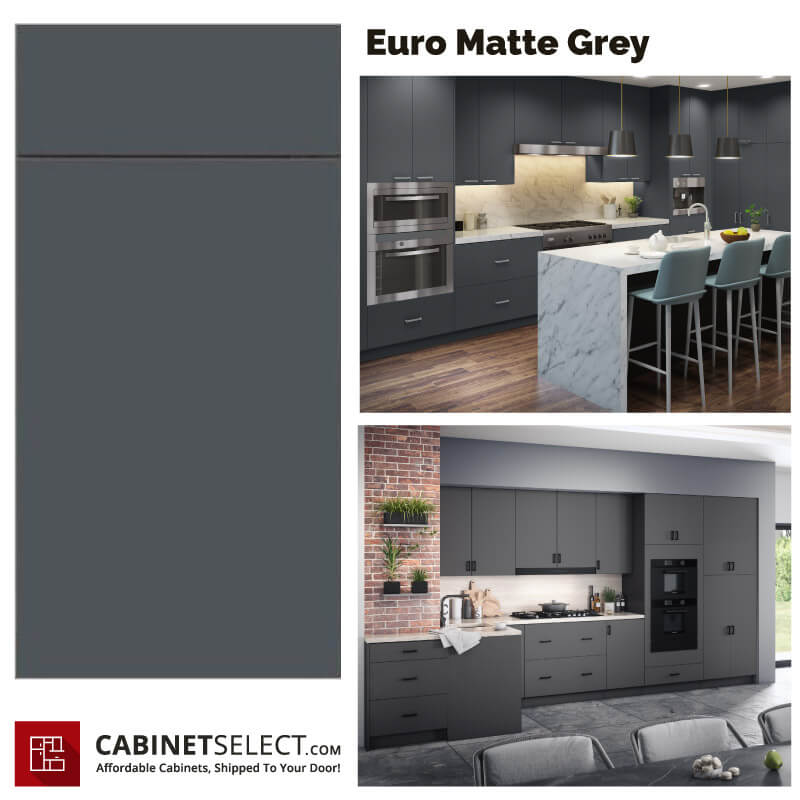 Euro Matte Grey Kitchen Cabinet Line | CabinetSelect.com