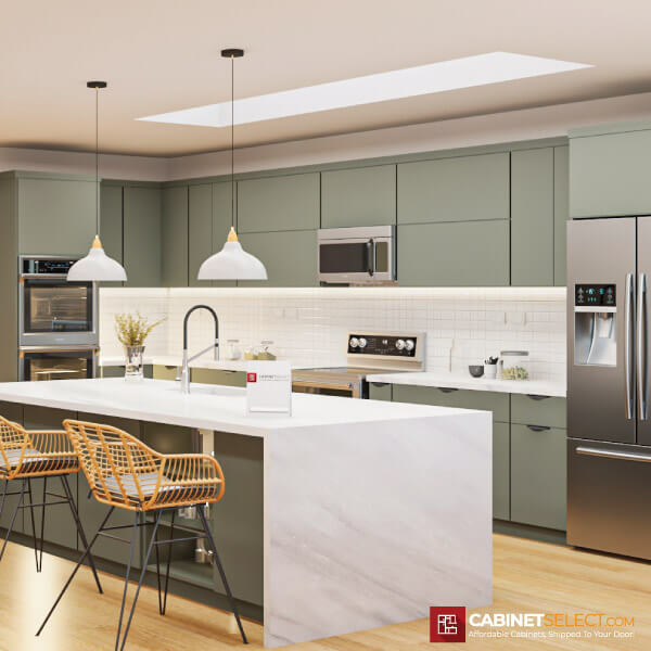 Euro Matte Olive Kitchen Cabinet Line Category | CabinetSelect.com