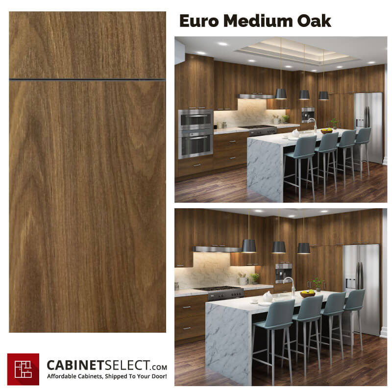 Euro Medium Oak Cabinets – 10ft Run