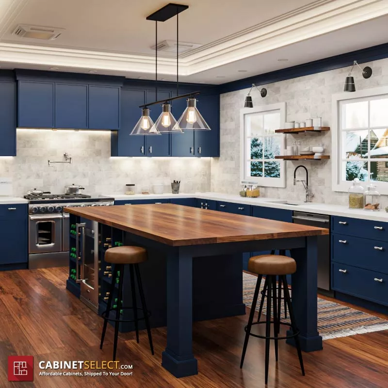 Petit Blue Shaker Kitchen Cabinets