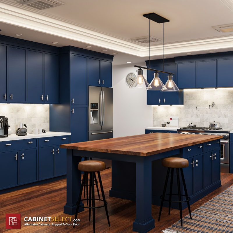 Deep Blue Slim Shaker Cabinets