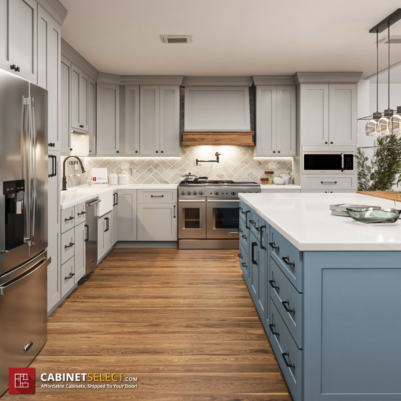 Lait Grey Xterra Blue Cabinets