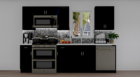 10ft Run Euro Black Matte Kitchen Cabinets | Cabinetselect.com