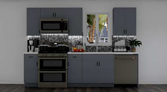 10ft Run Euro Gloss Grey Kitchen Cabinets | Cabinetselect.com