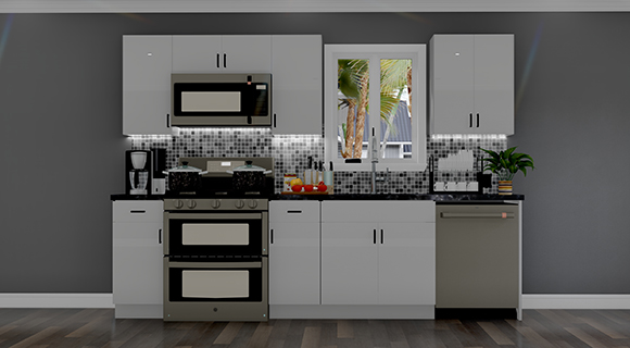 10ft Run Euro Light Grey Gloss Kitchen | Cabinetselect.com