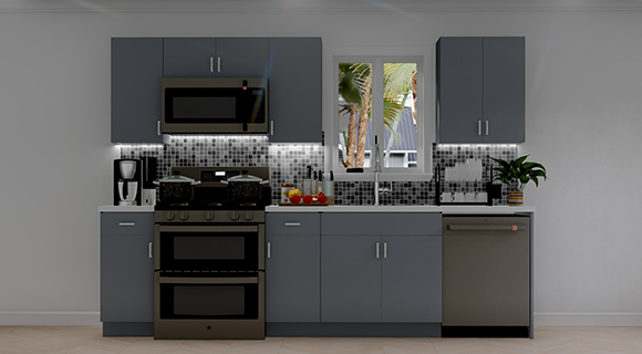 10ft Run Euro Matte Grey Kitchen Cabinets | Cabinetselect.com