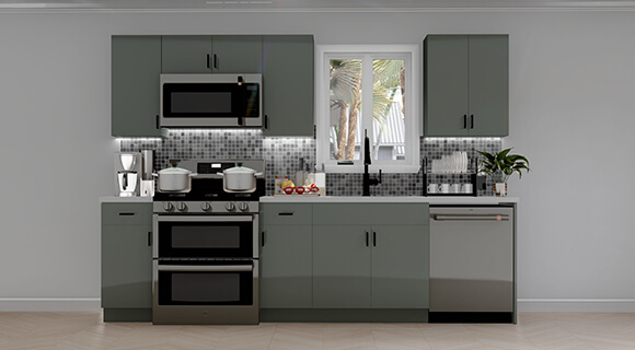 10ft Run Euro Matte Olive Kitchen Cabinet | Cabinetselect.com