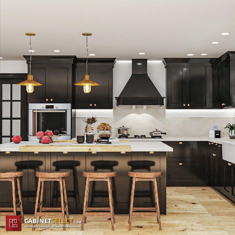 Black Shaker Kitchen Cabinets