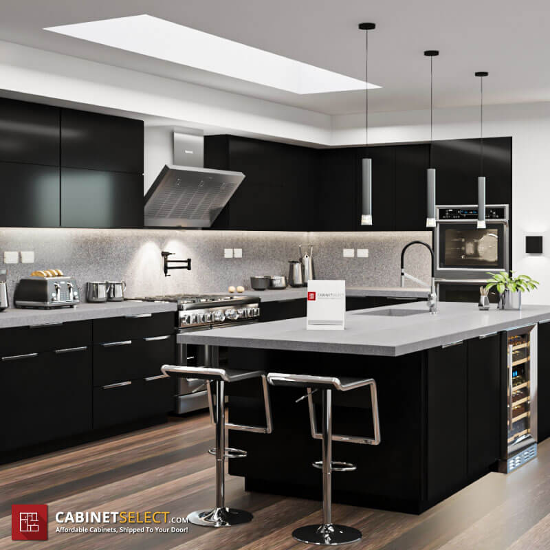 Euro Gloss Black Frameless Cabinets