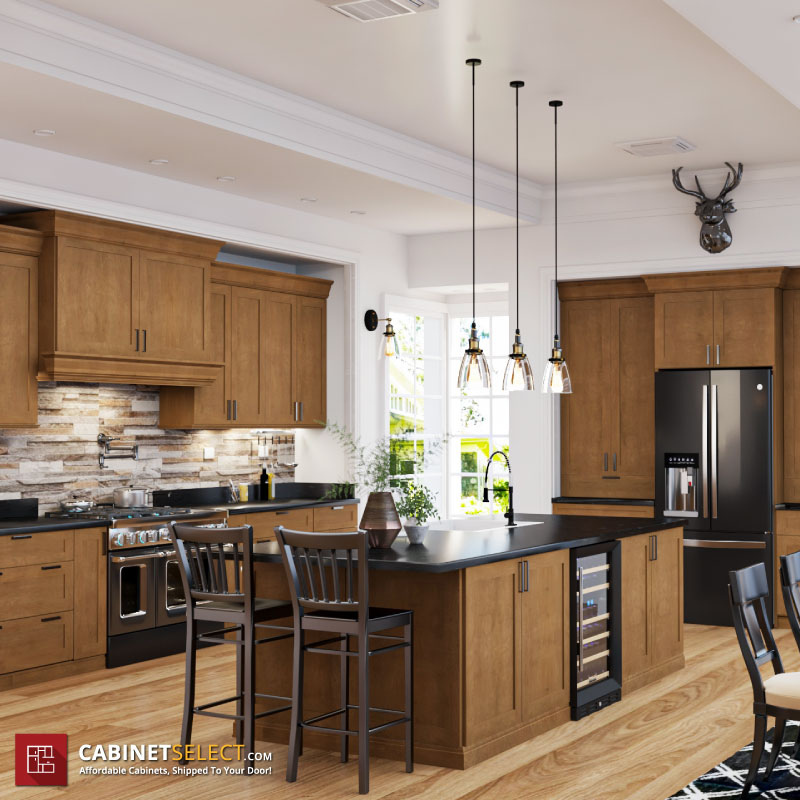 Natural Brown Shaker Cabinets